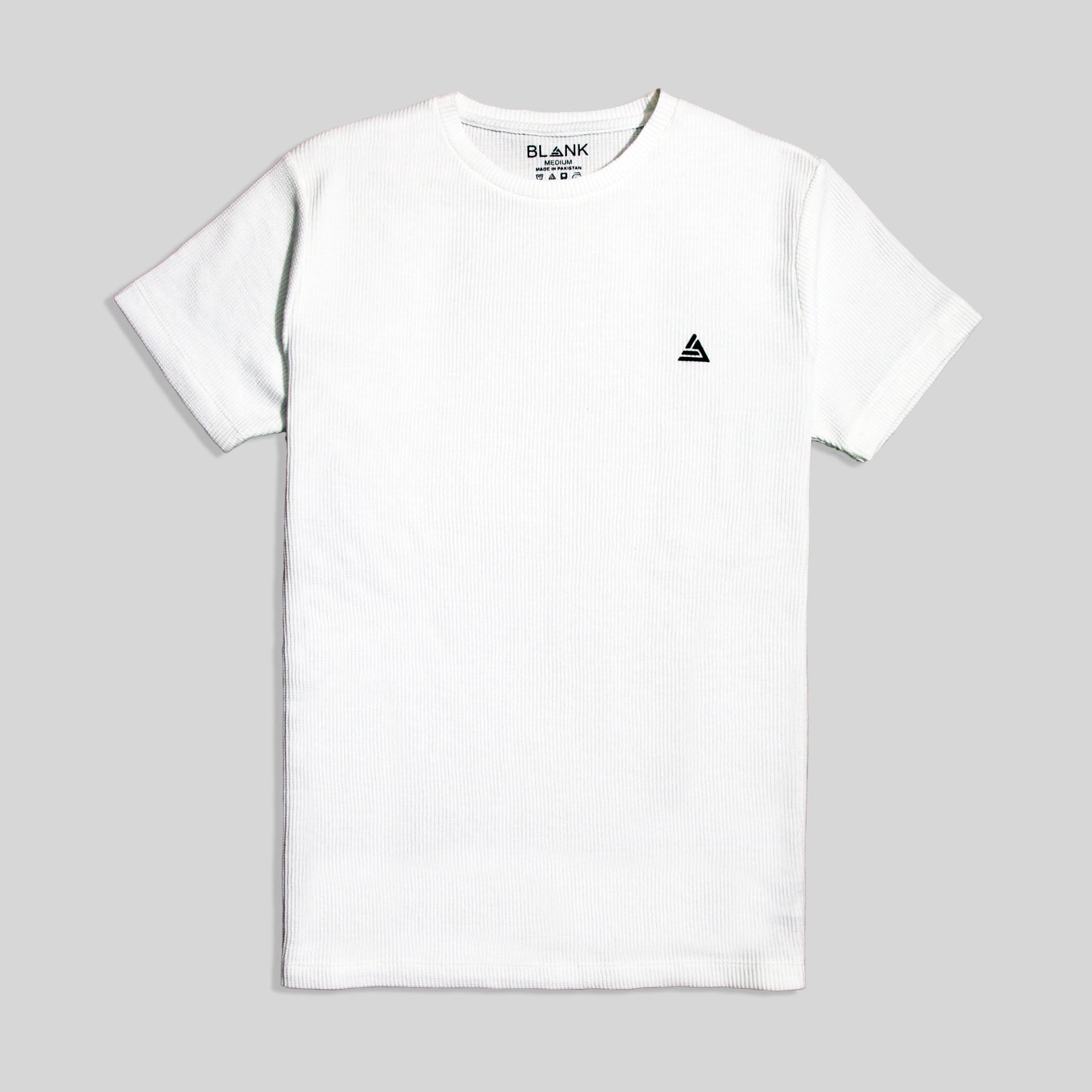 White Textured Crew Neck