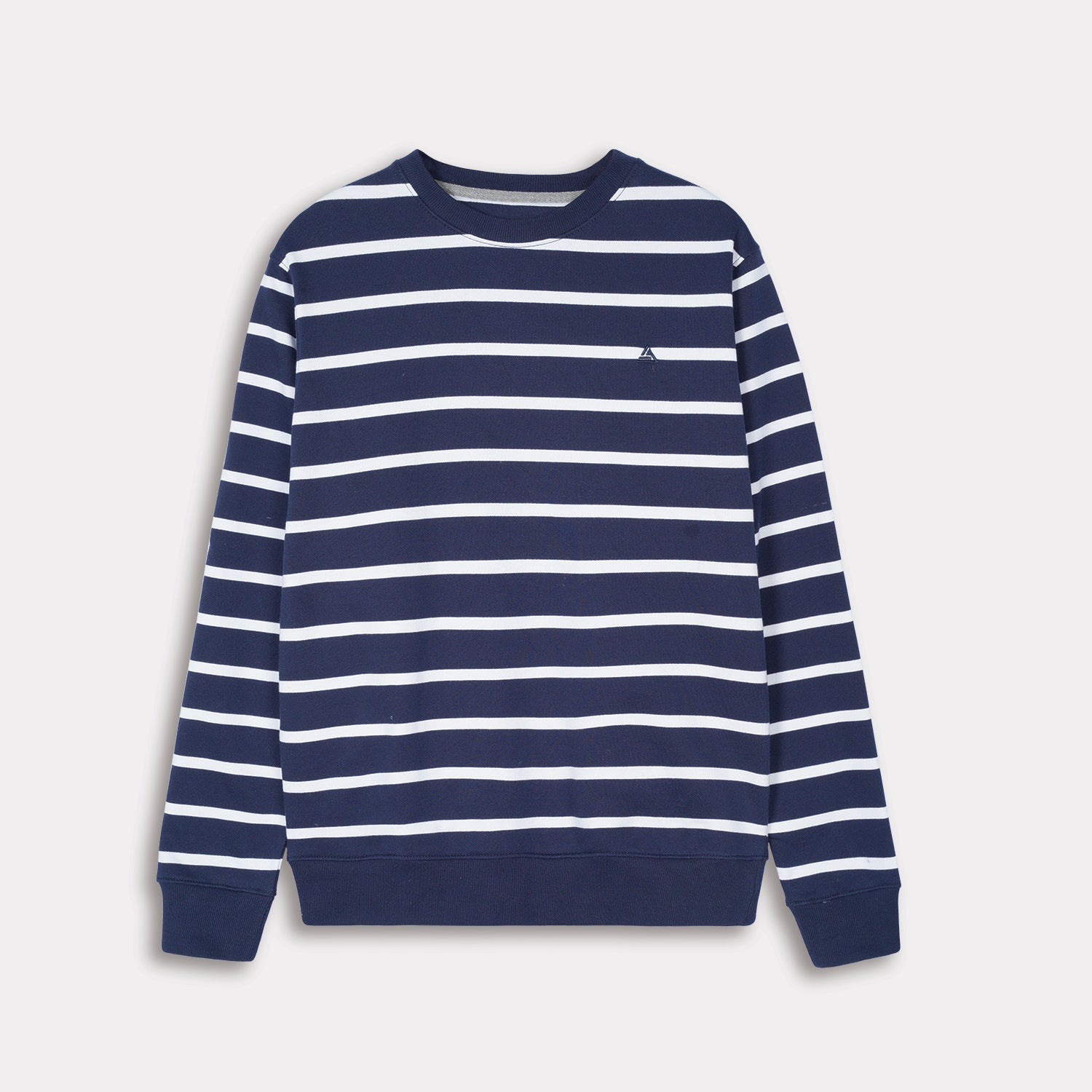 Navy Blue Striped Fleece Sweatshirt