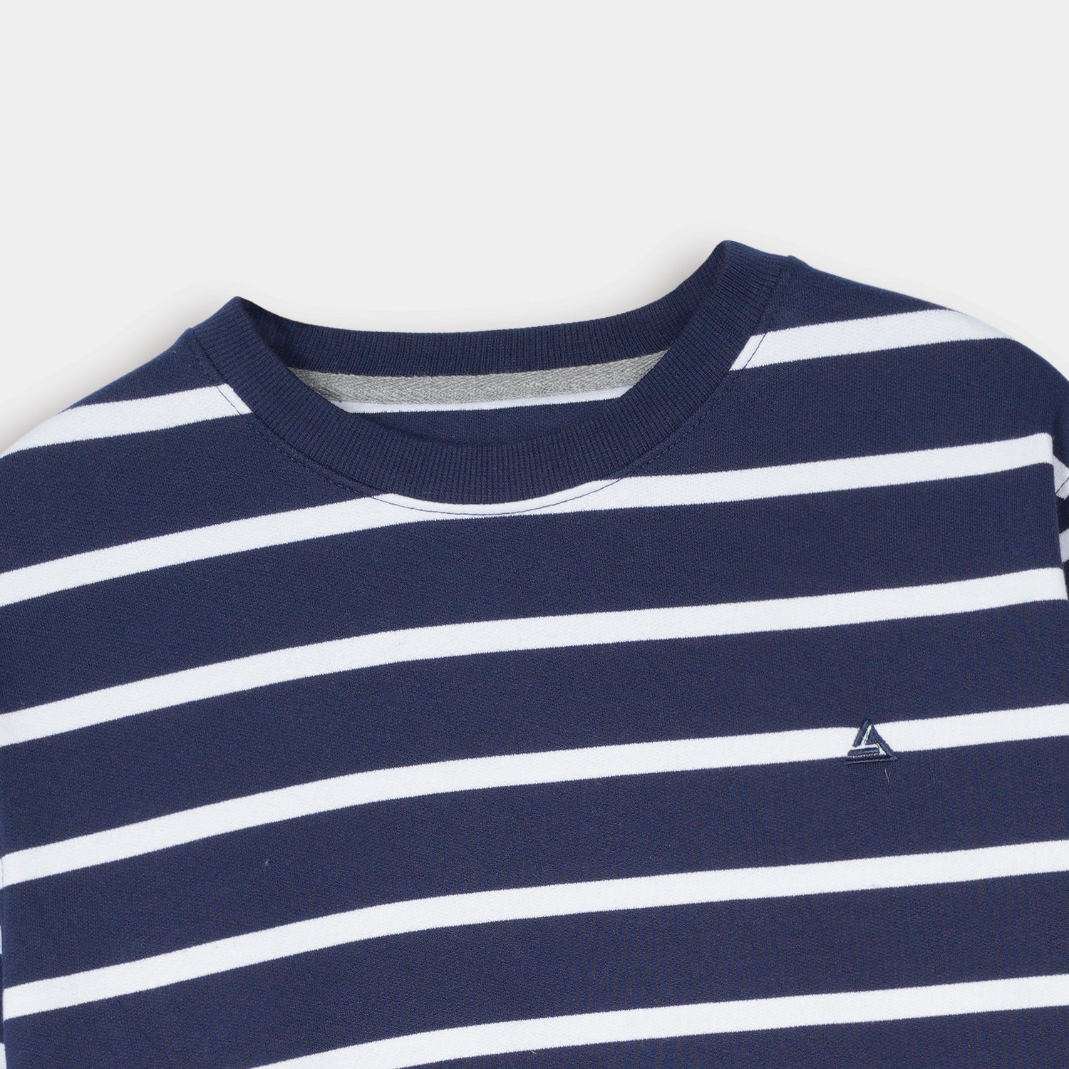 Navy Blue Striped Fleece Sweatshirt