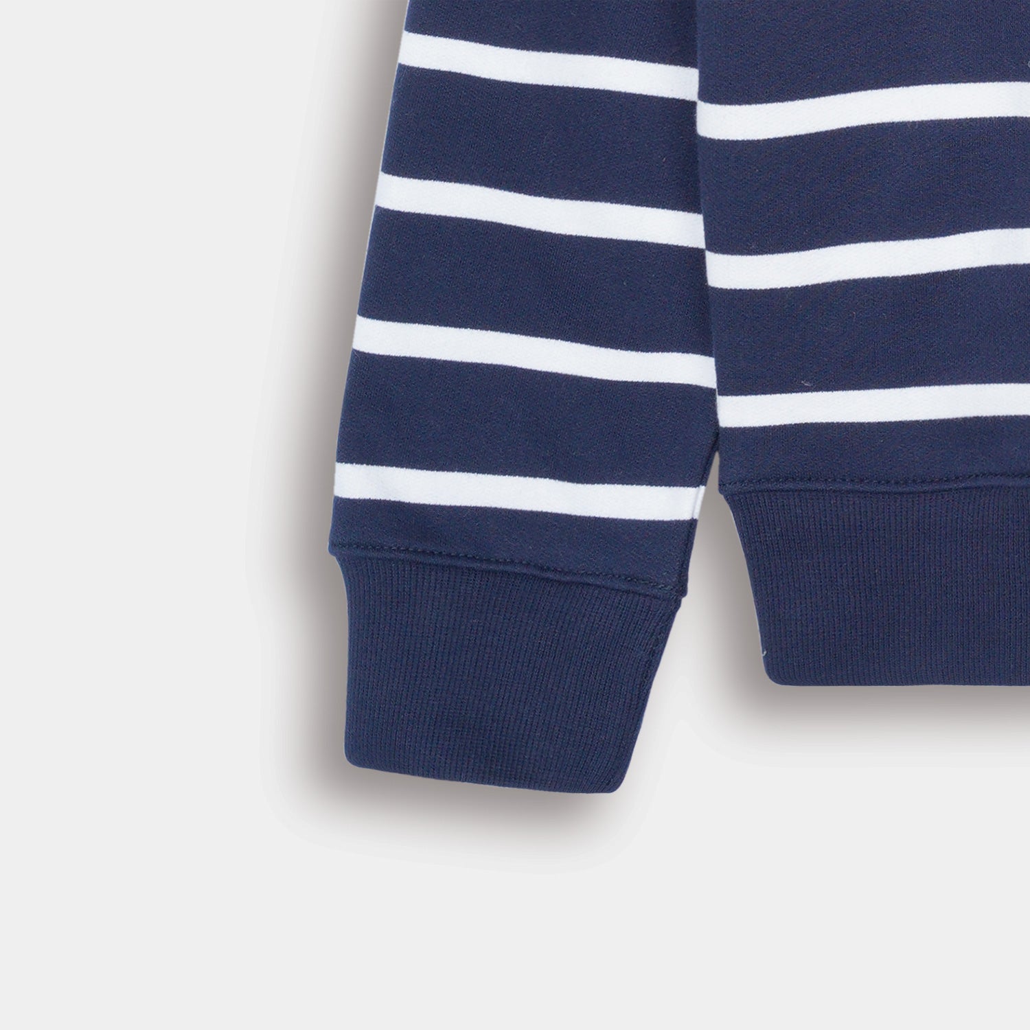 Navy Blue Striped Fleece Sweatshirt