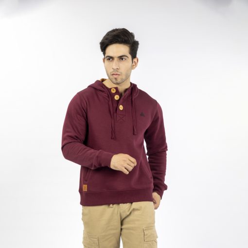 Burgundy Button Hoodie