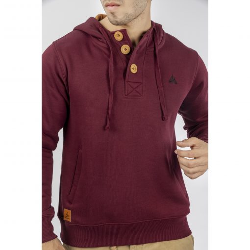 Burgundy Button Hoodie