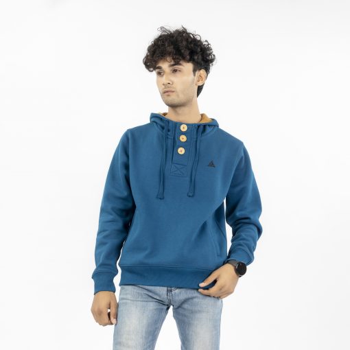 Cobalt Blue Button Hoodie