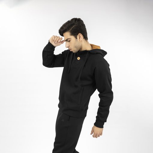 Jet Black Button Hoodie