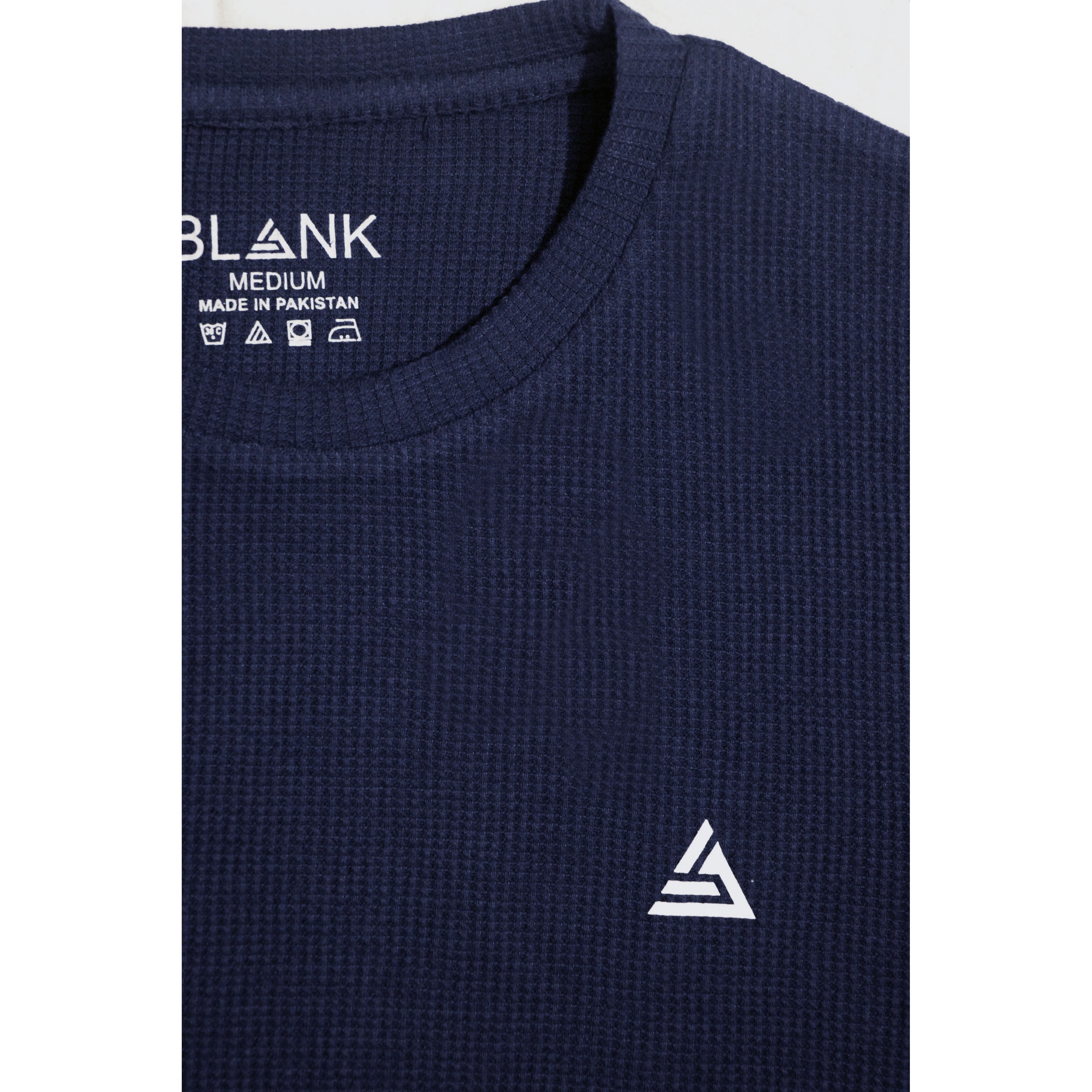 Navy Textured Crew Neck