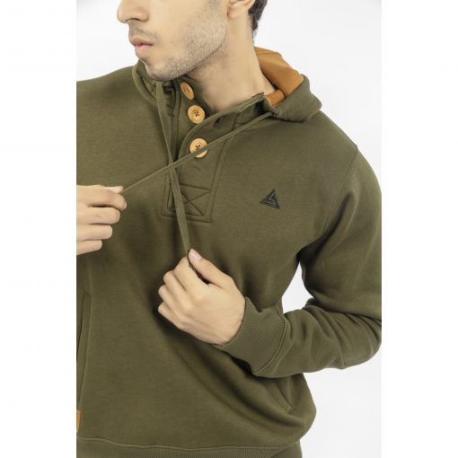 Olive Green Button Hoodie