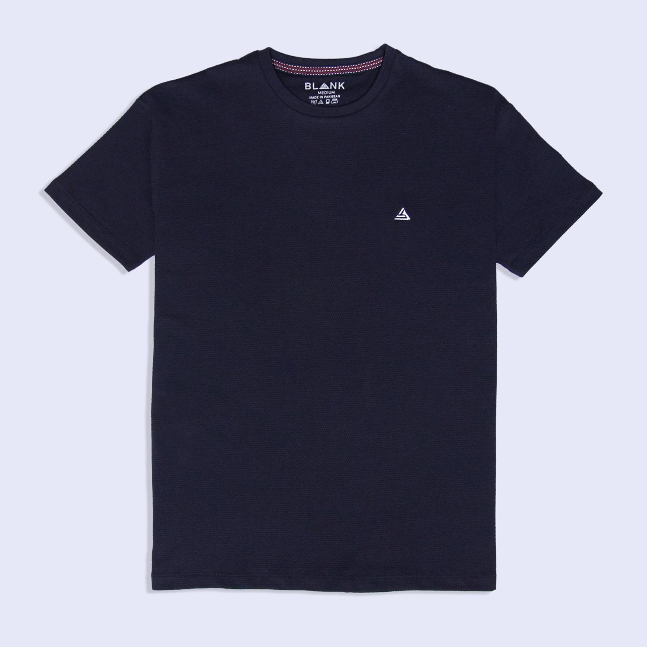 Navy Popcorn Textured T Shirt