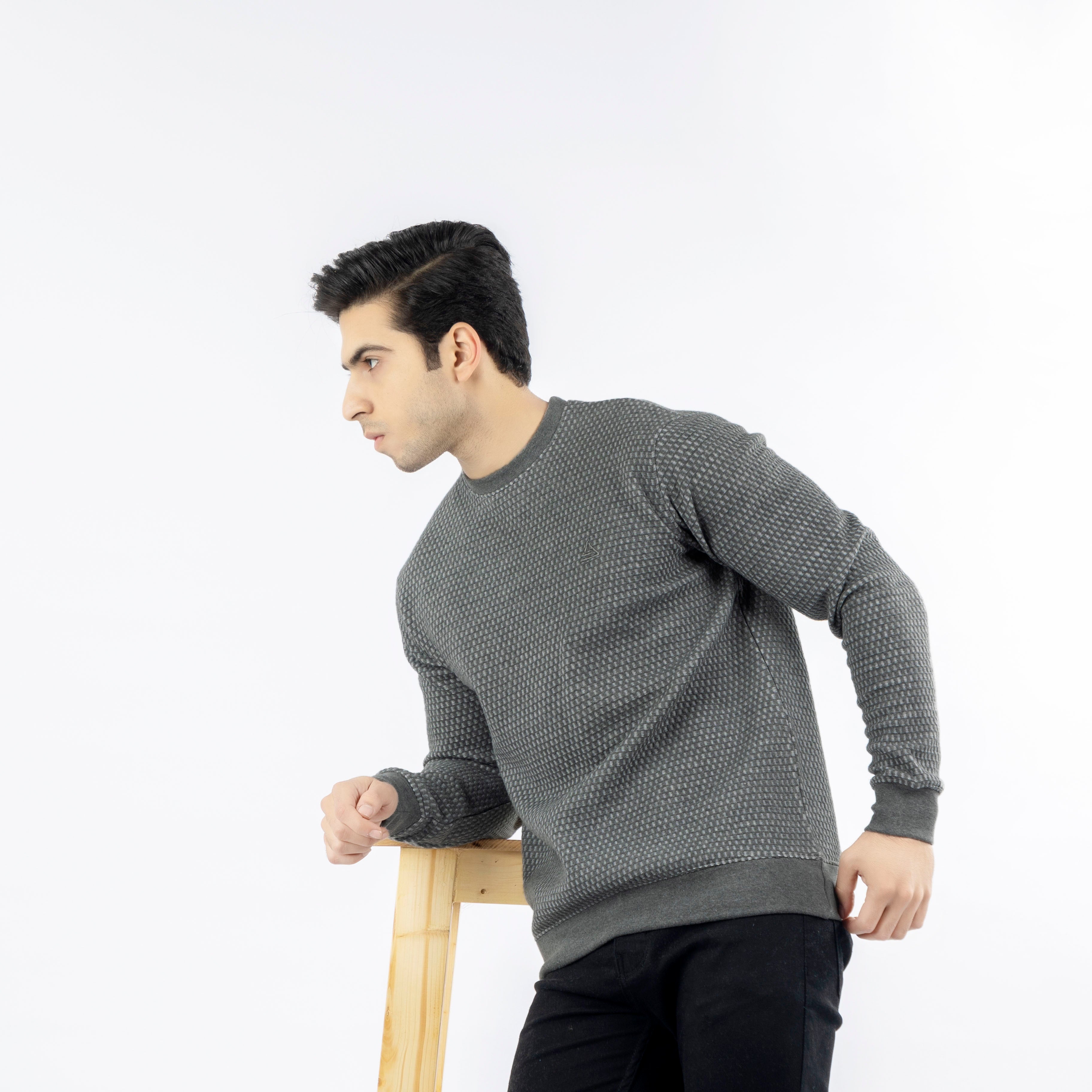 Charcoal Quilted Fleece Sweatshirt