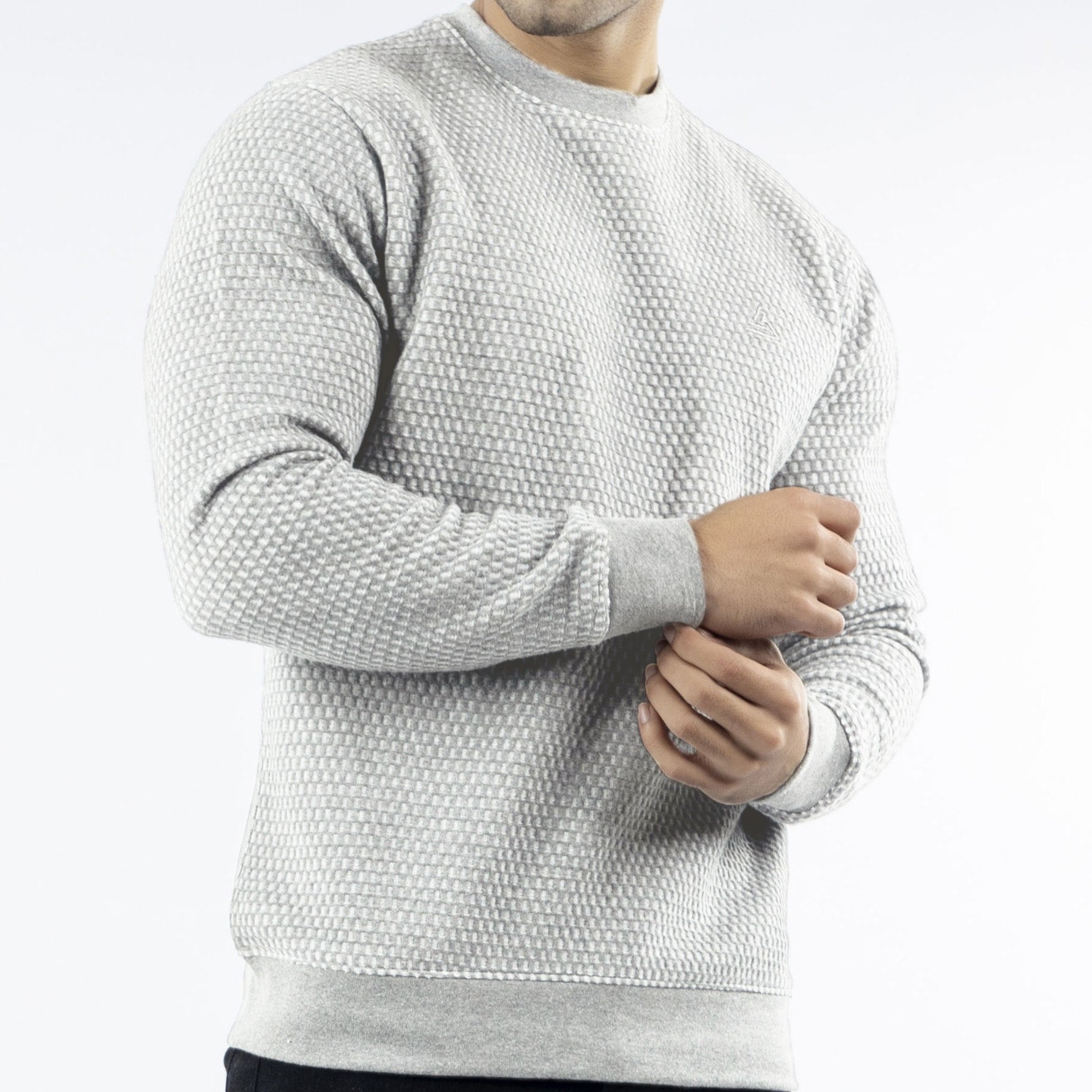 Heather Grey Quilted Fleece Sweatshirt