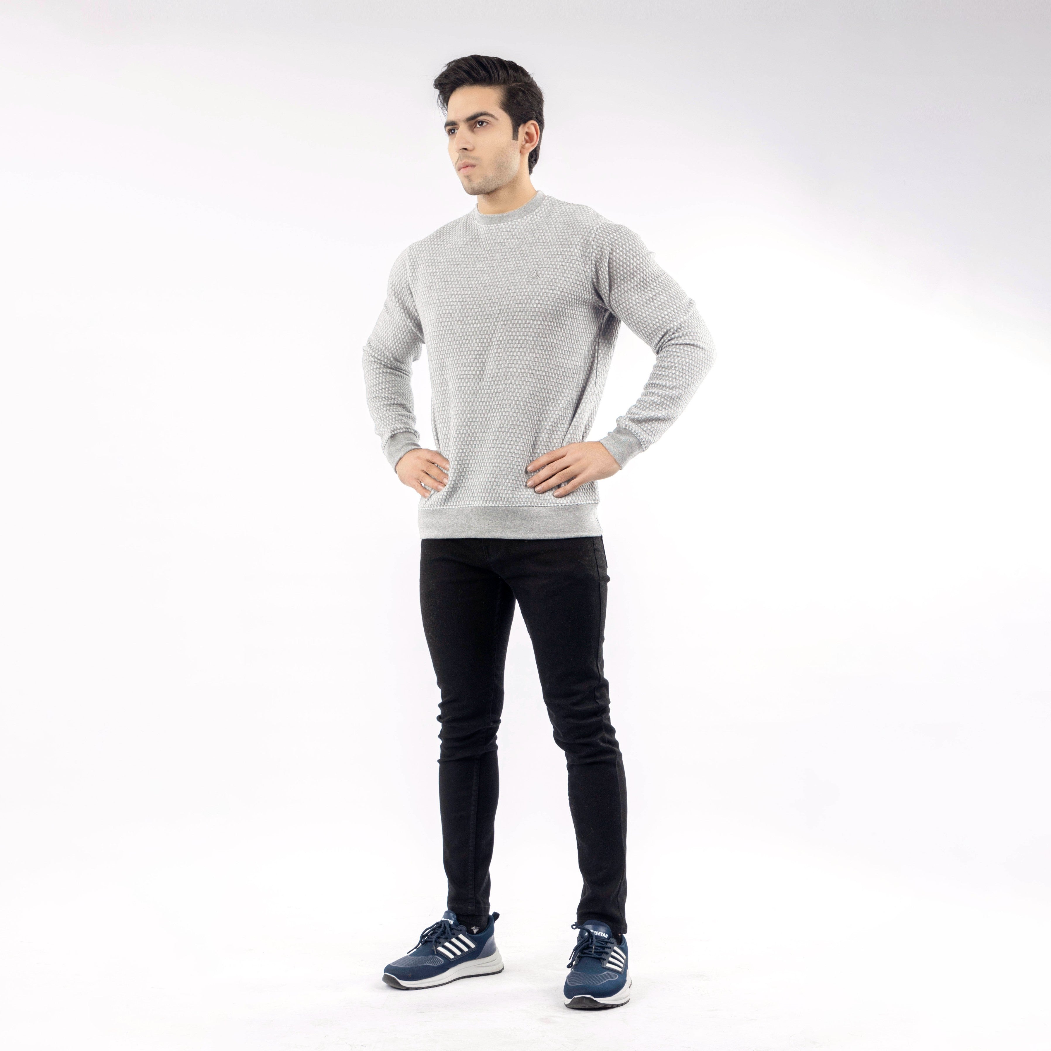 Heather Grey Quilted Fleece Sweatshirt