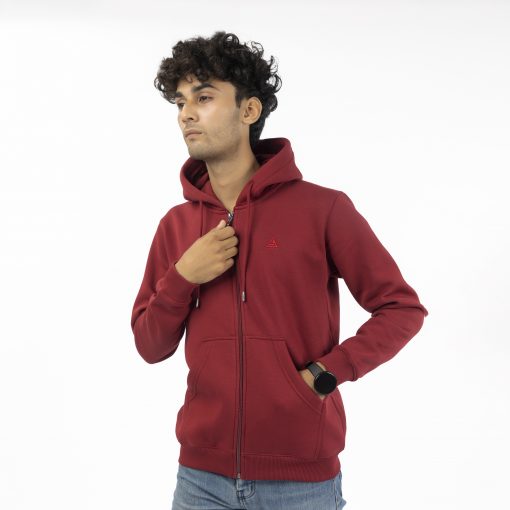 Deep Red Zipper Hoodie