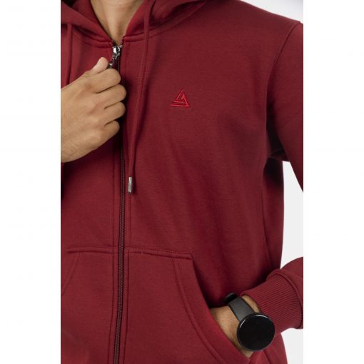 Deep Red Zipper Hoodie