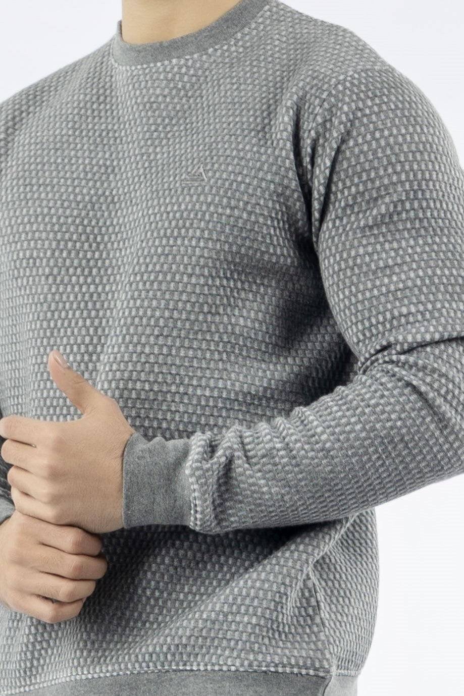 Grey Honeycomb Quilted Sweatshirt