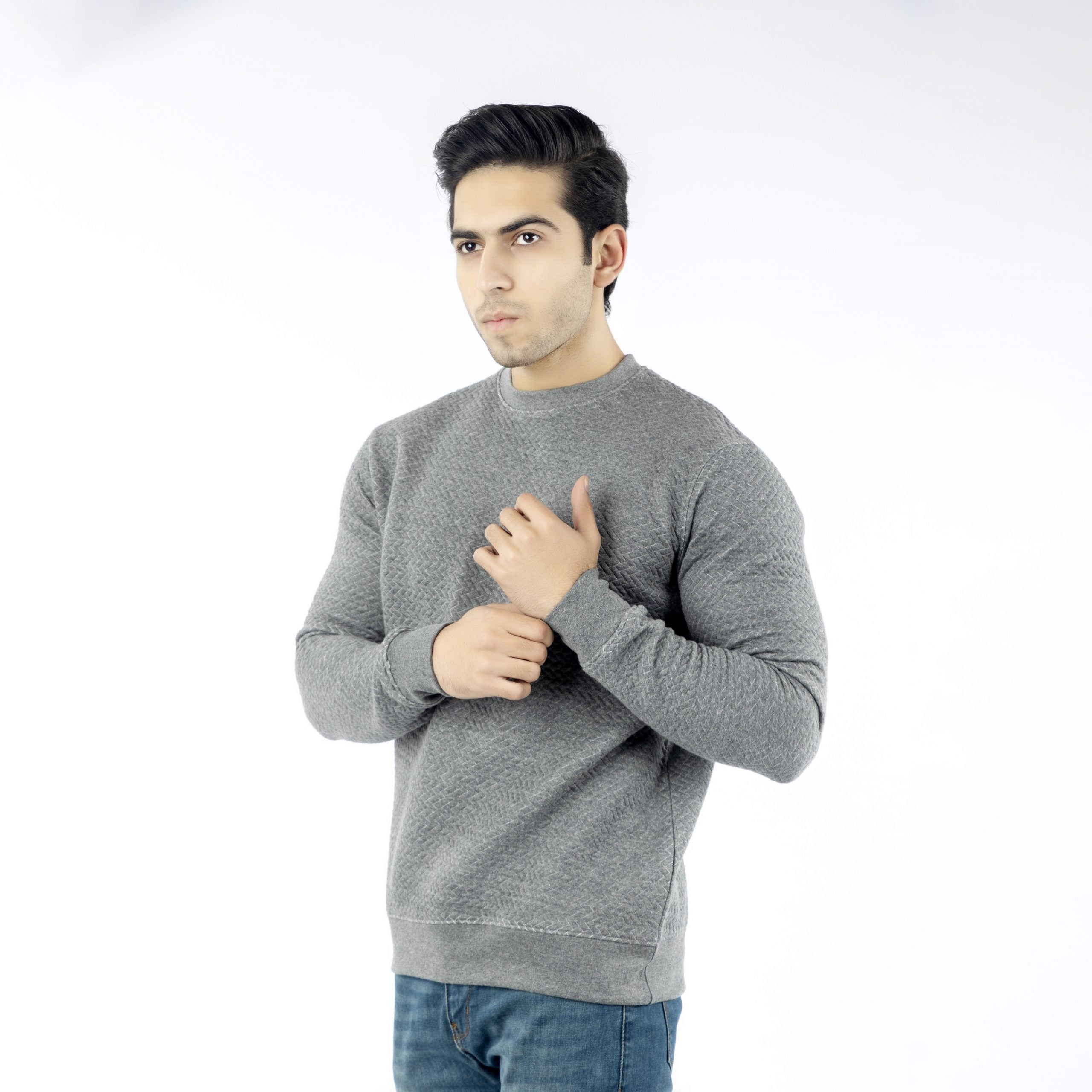 Grey Quilted Sweatshirt