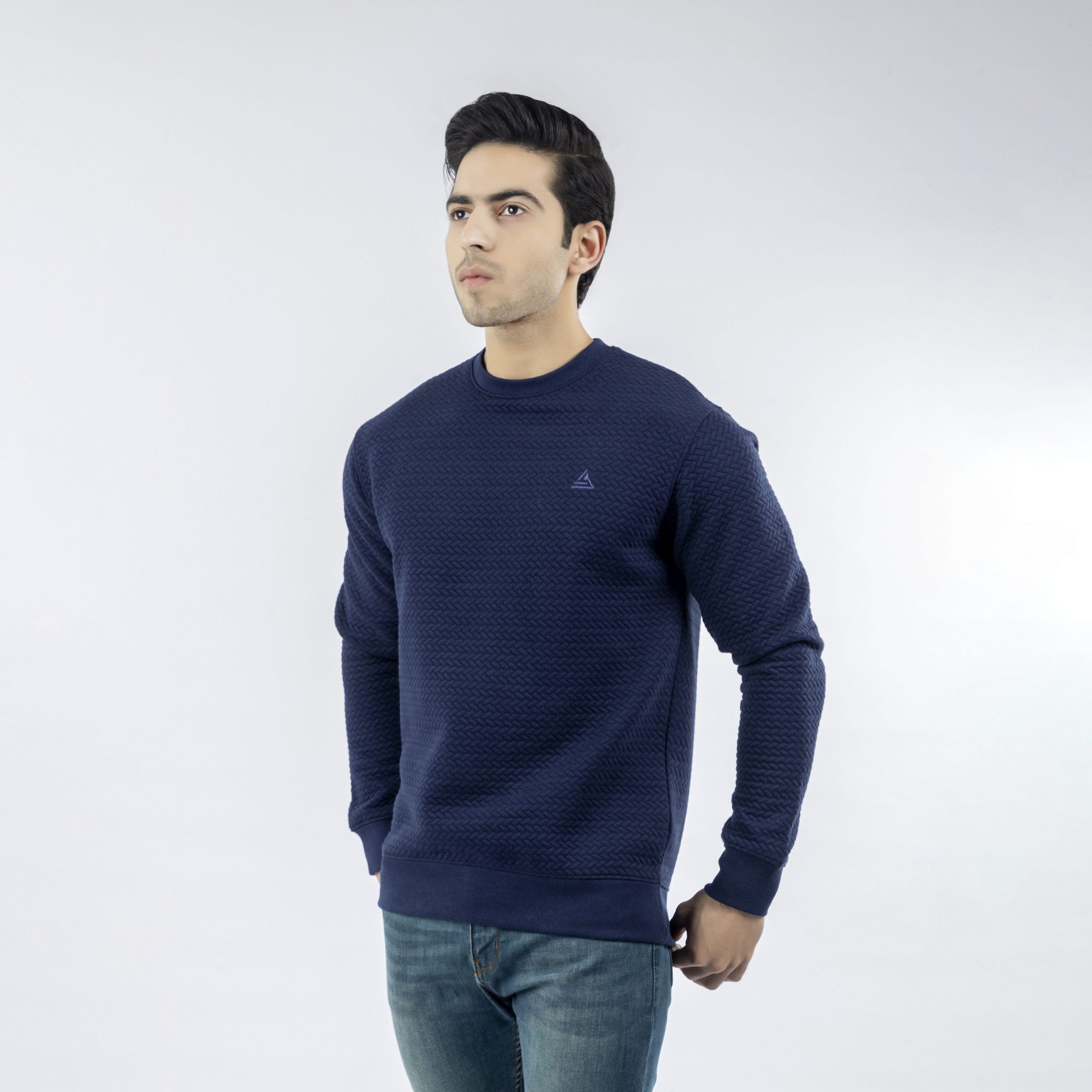 Navy Quilted Sweatshirt