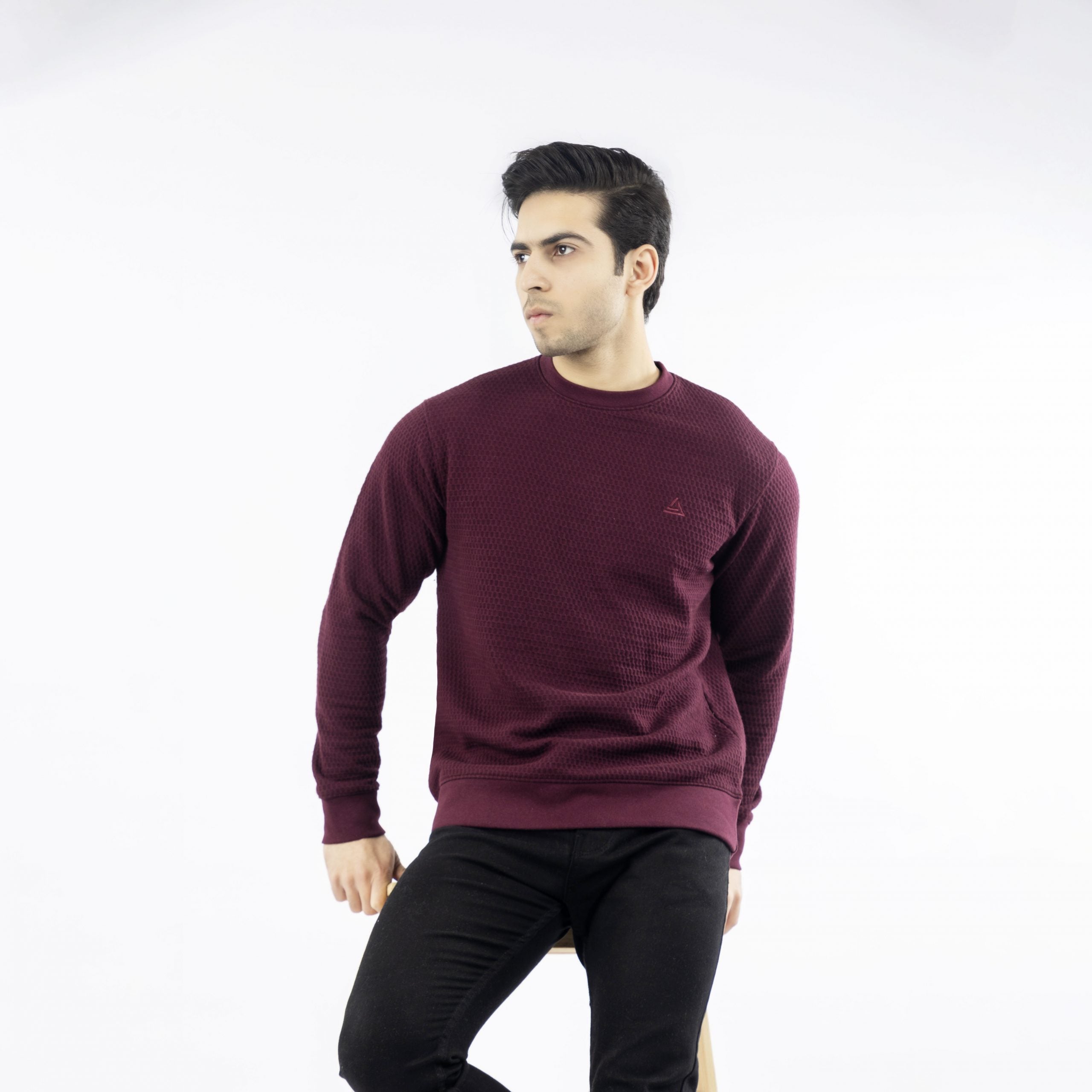 Plum Honeycomb Quilted Sweatshirt